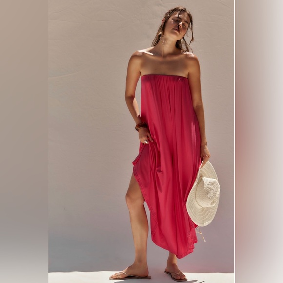 NWT Free People Annika hot pink Strapless One Piece cropped...